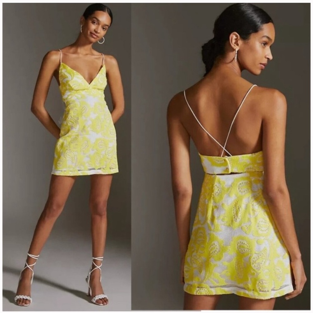 Maeve yellow open back dress